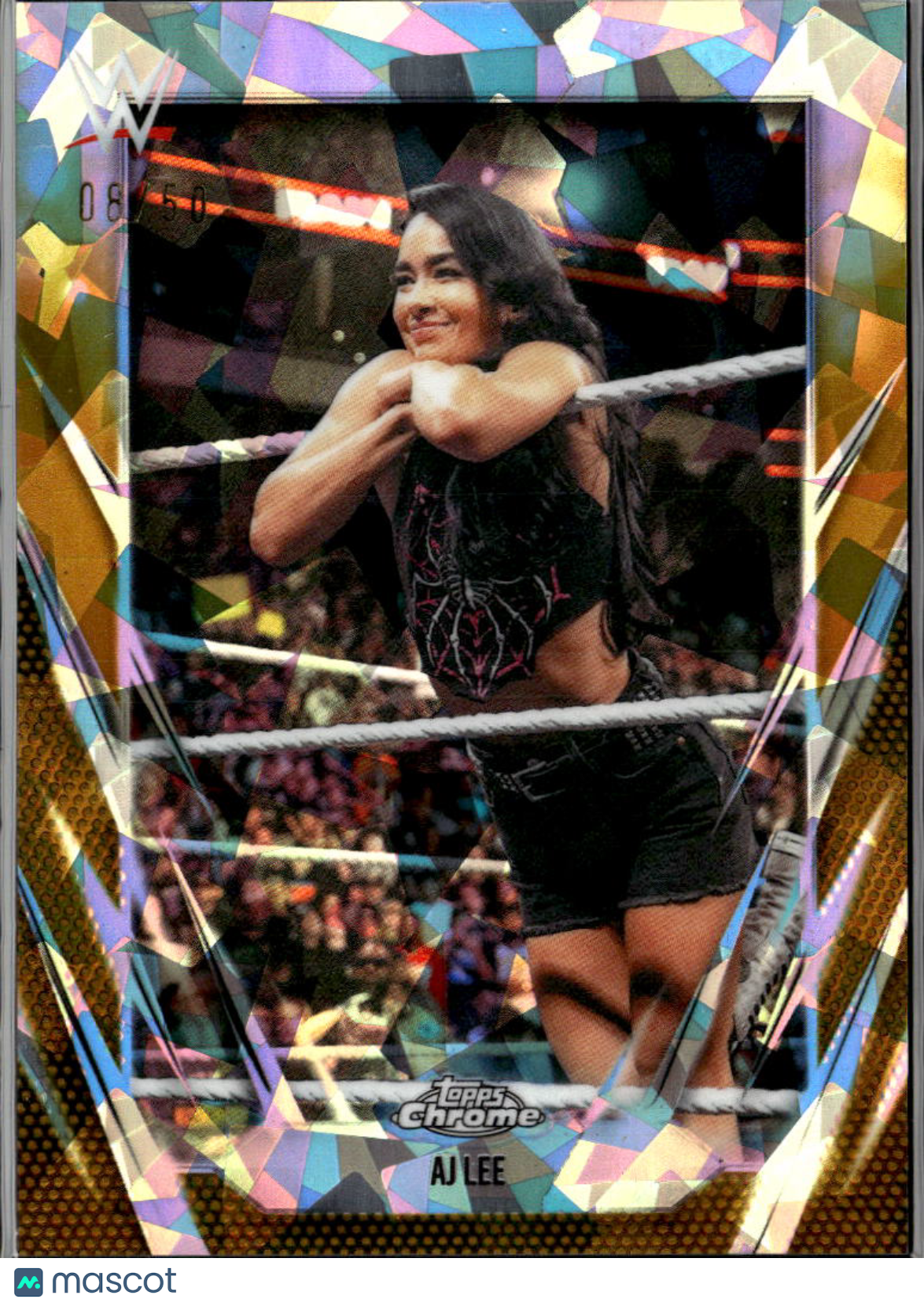 AJ Lee 2026 Topps Chrome WWE GOLD Refractor Raw 8/50