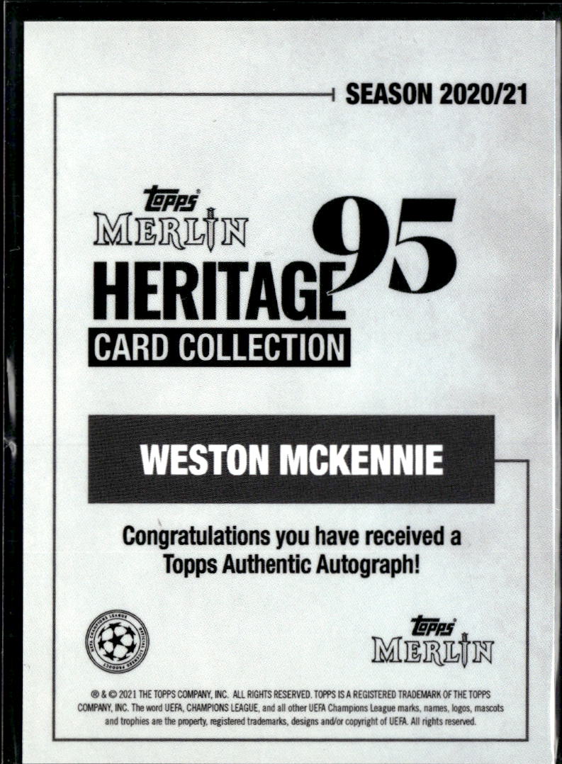 Weston McKennie 2021 Topps Merlin Heritage Auto Autograph Juventus