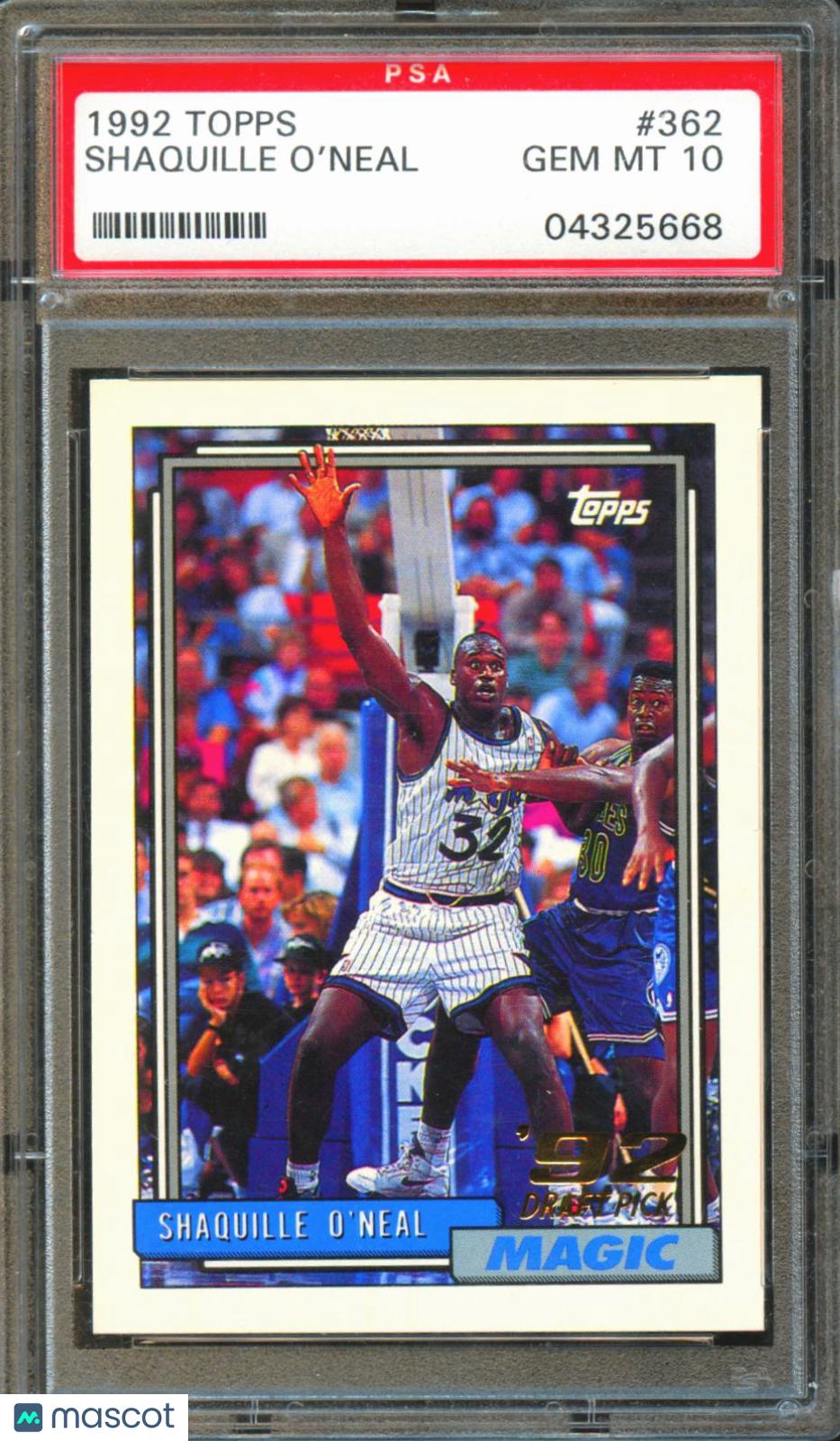 Shaquille O'Neal 1992-93 Topps Rookie Card RC Orlando Magic #362 PSA 10