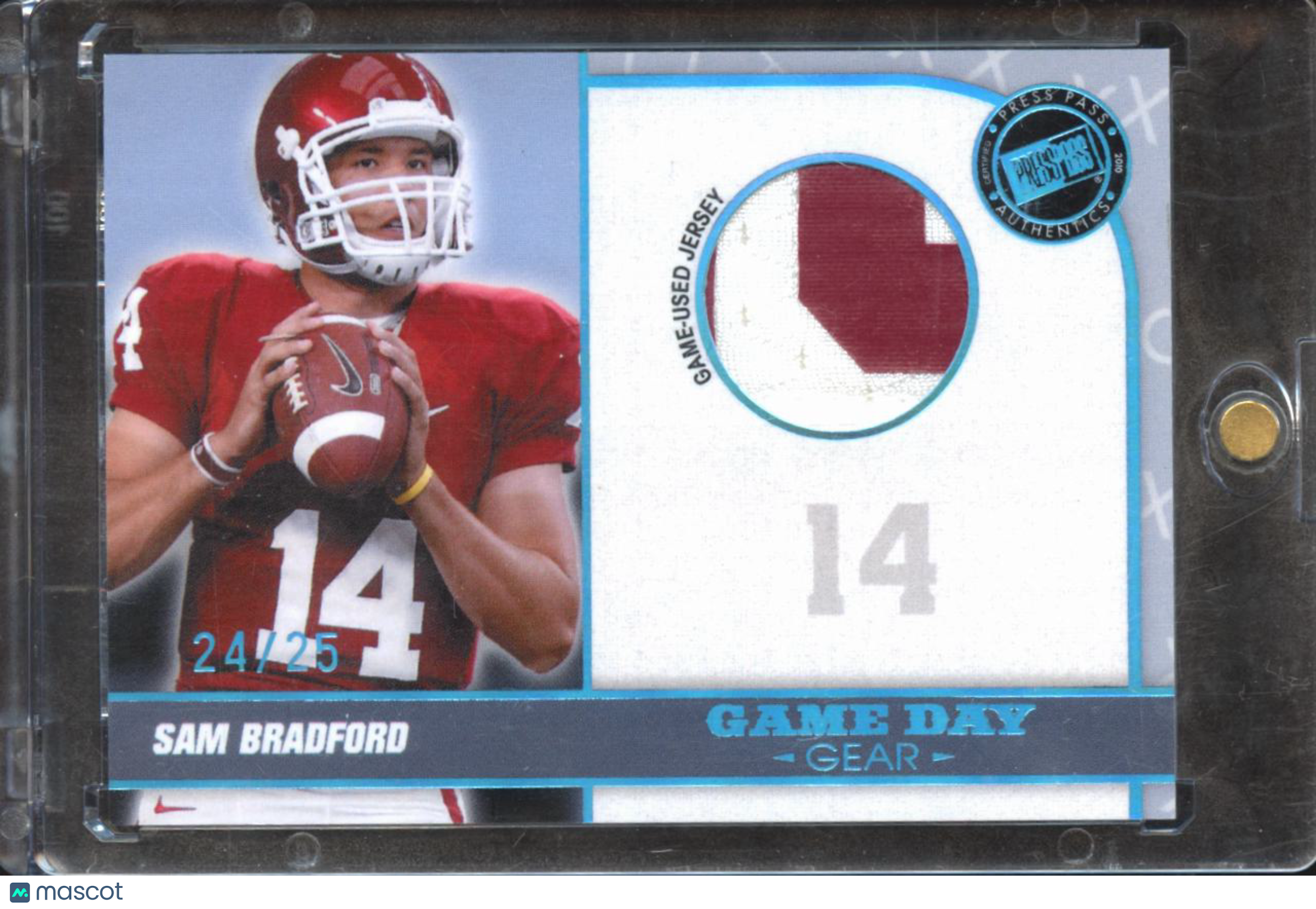 Sam Bradford 2010 Press Pass Game Day Game Worn Patch 24/25 Oklahoma Sooners