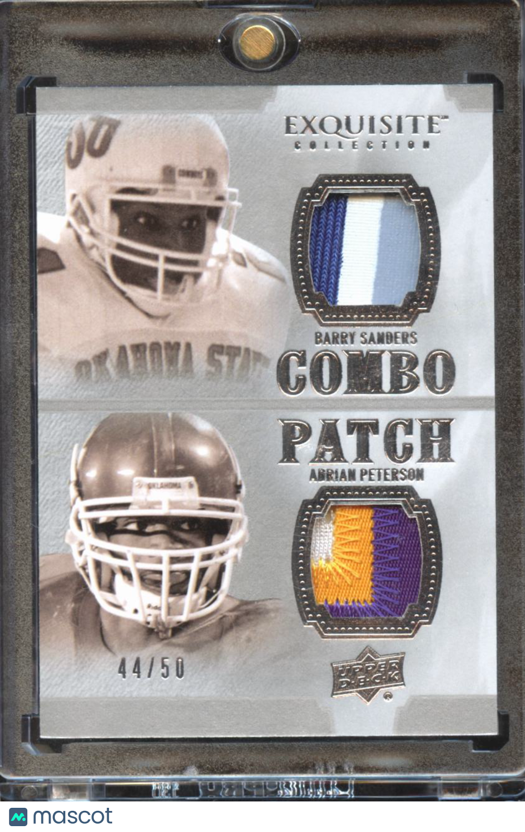 Adrian Peterson / Barry Sanders 2010 UD Exquisite Dual Game Worn Patch 44/50