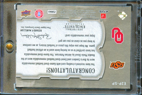 Adrian Peterson / Barry Sanders 2010 UD Exquisite Dual Game Worn Patch 44/50