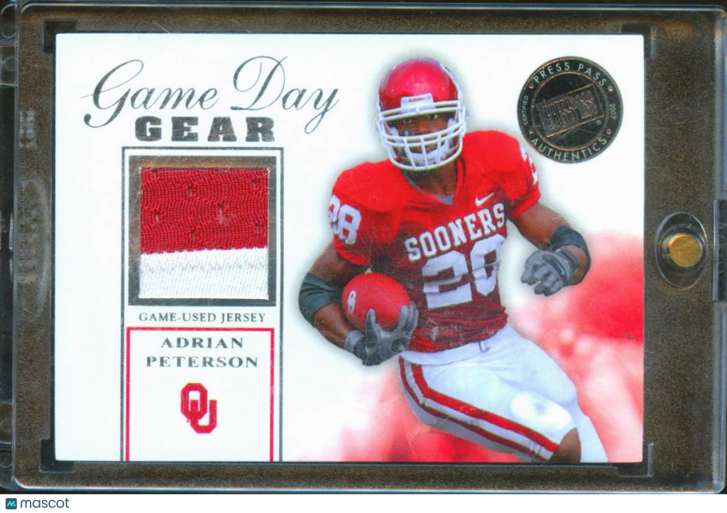 Adrian Peterson 2007 Press Pass SE Game Worn Patch Jersey Oklahoma Sooners