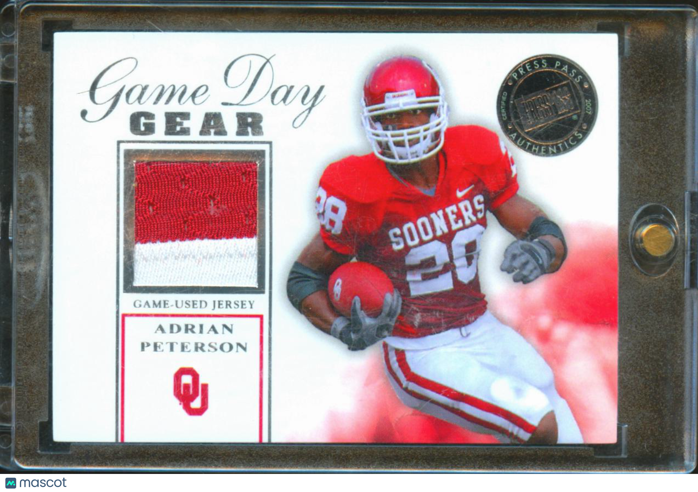 Adrian Peterson 2007 Press Pass SE Game Worn Patch Jersey Oklahoma Sooners
