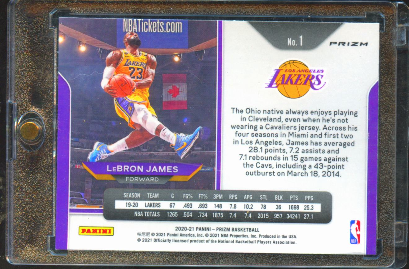 LeBron James 2020-21 Prizm Ruby Wave Kobe Tribute #1 Los Angeles Lakers