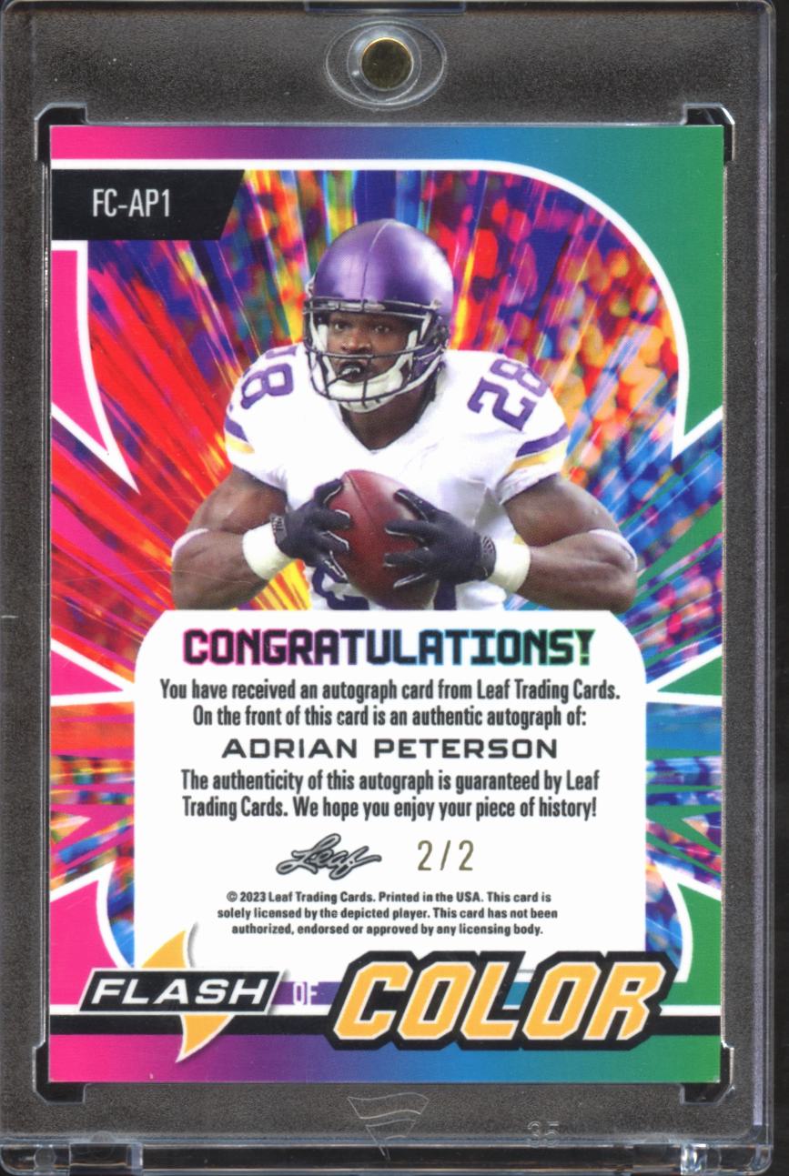 Adrian Peterson 2023 Leaf Flash of Color Auto Autograph 2/2 Minnesota Vikings