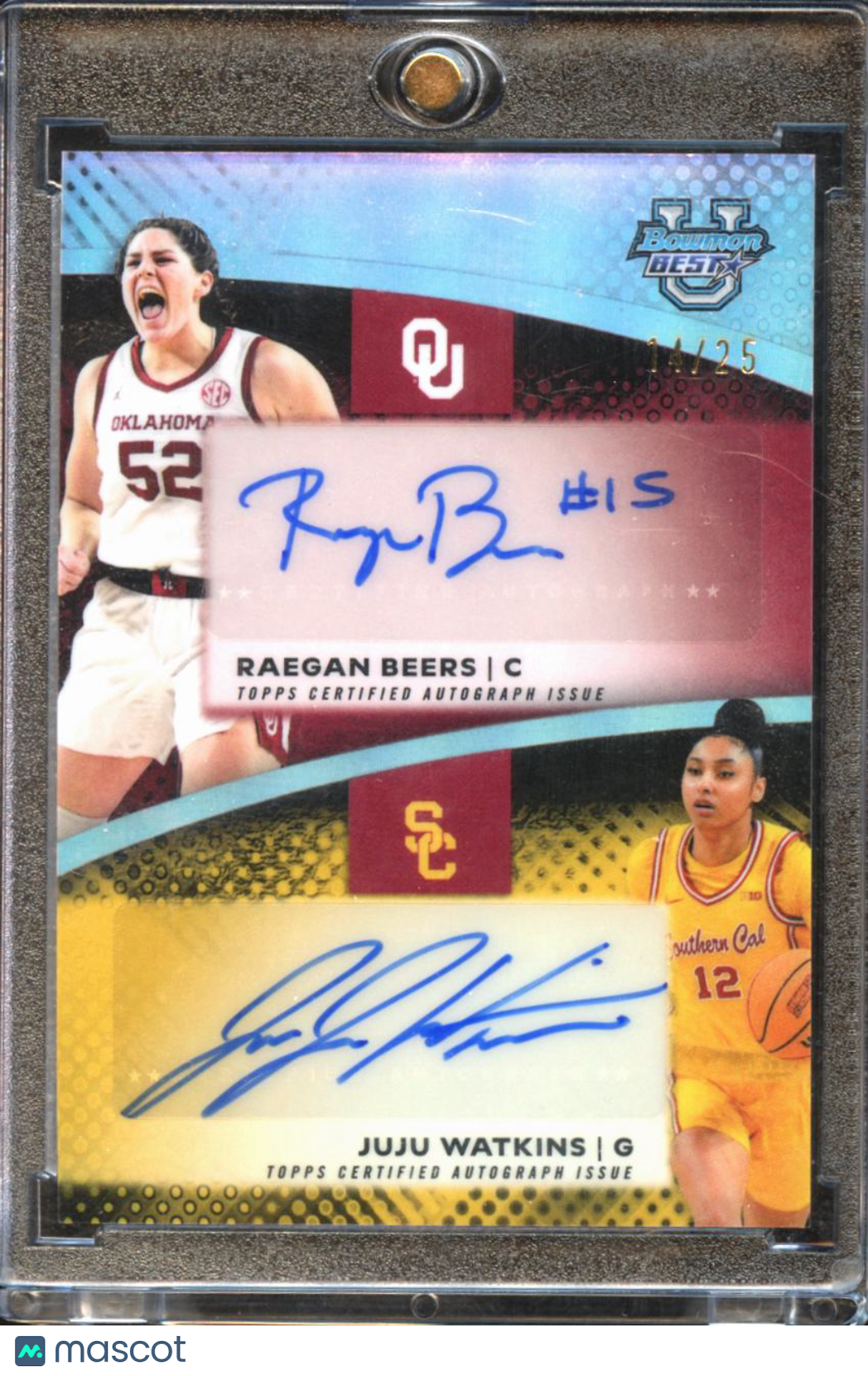 Raegan Beers / Juju Watkins 2026 Bowman's Best Auto Autograph RC Sooners 14/25