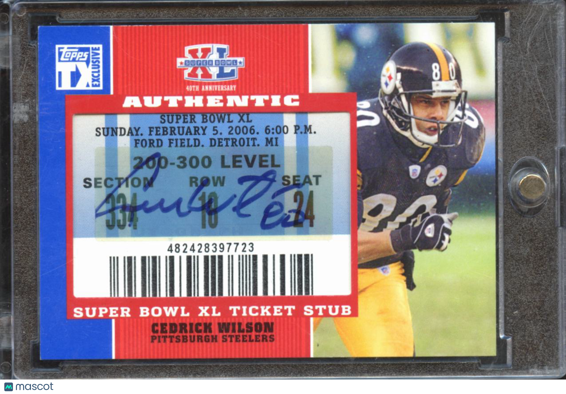Cedrick Wilson 2007 Topps TX Exclusive Super Bowl Ticket Auto Autograph Steelers