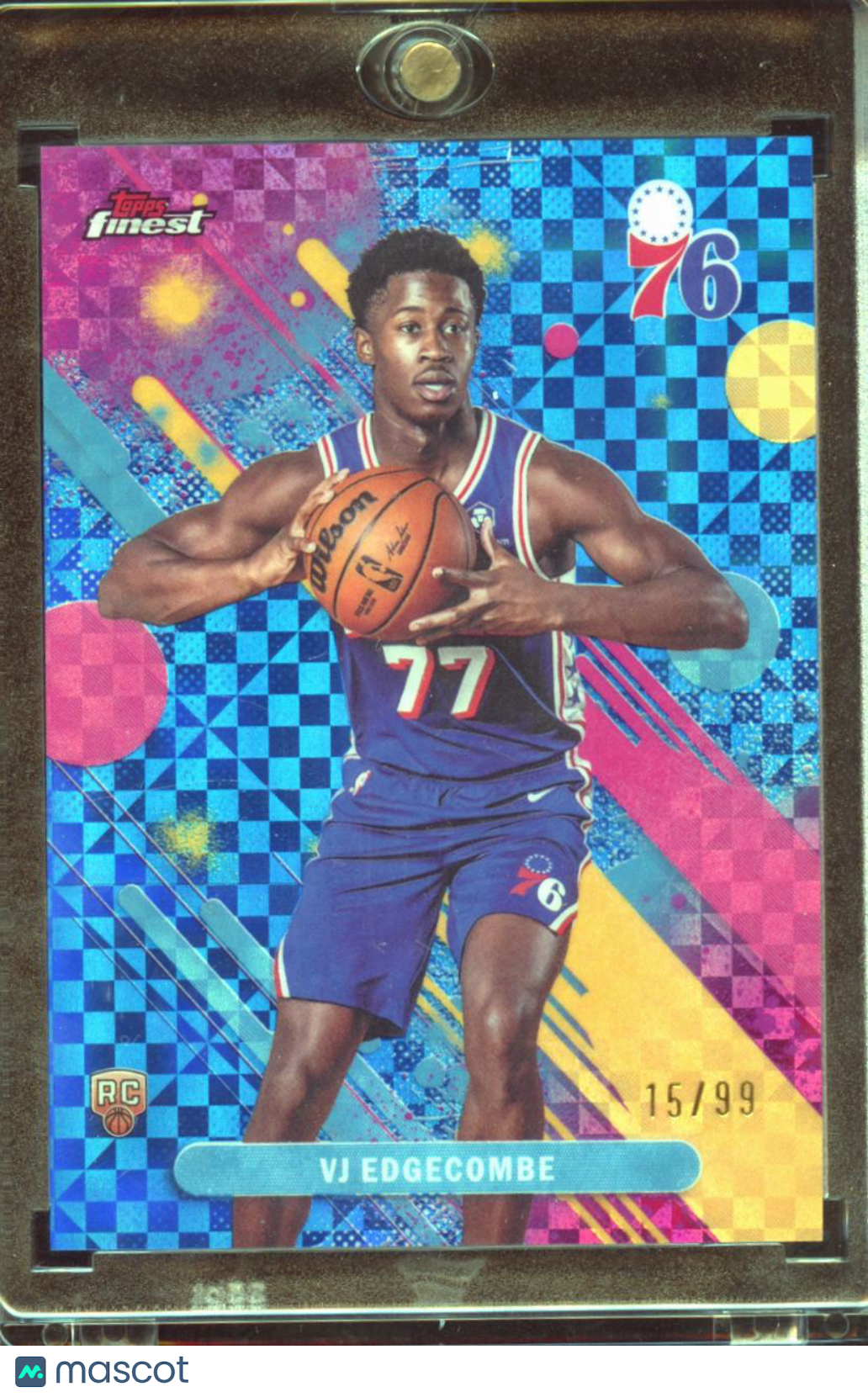 VJ Edgecombe 2025-26 Topps Finest Blue Checkerboard RC 15/99 Philadelphia 76ers