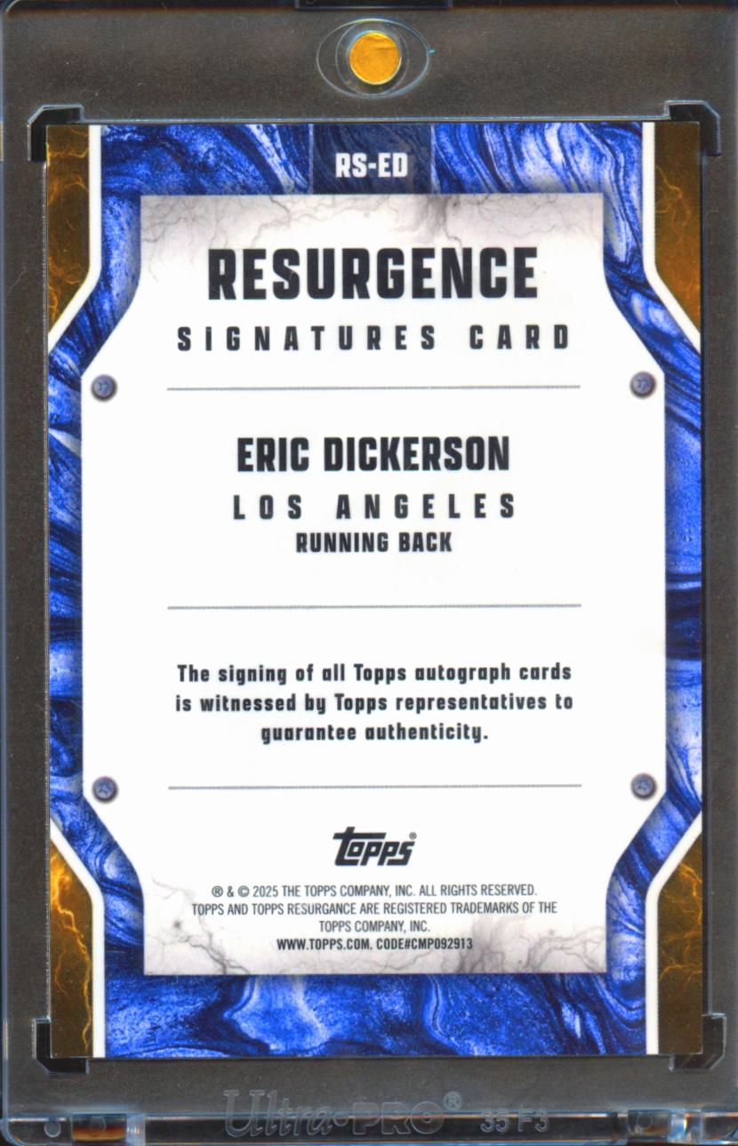 Eric Dickerson 2025 Topps Resurgence GOLD Auto Autograph 47/50 Rams
