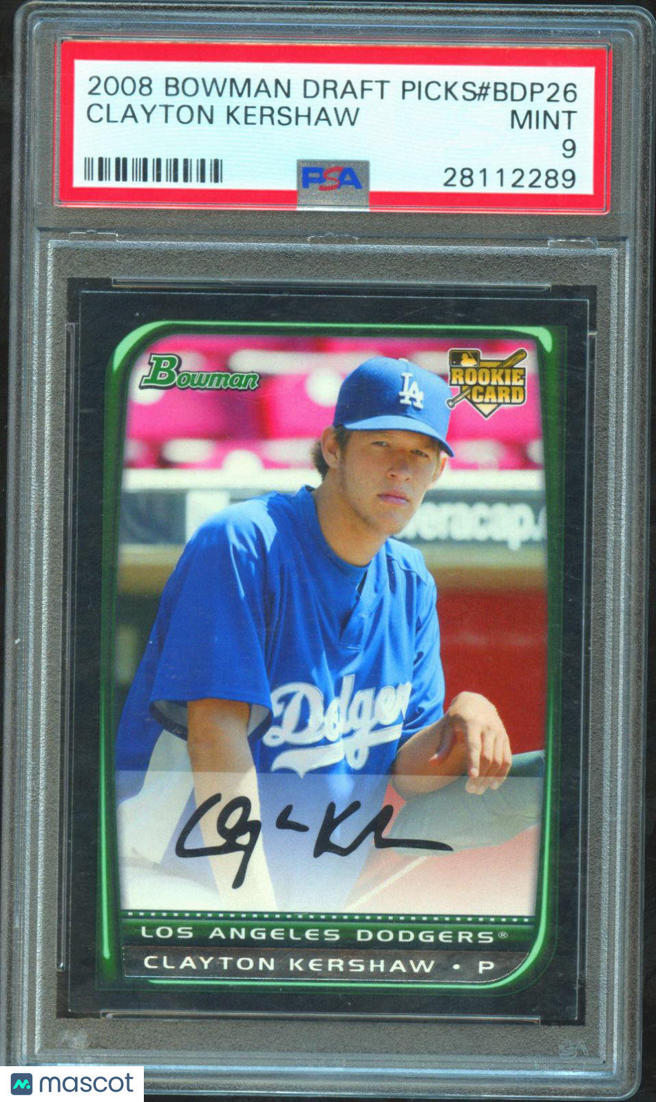 Clayton Kershaw 2008 Bowman Draft Rookie RC Los Angeles Dodgers #BDP26 PSA 9