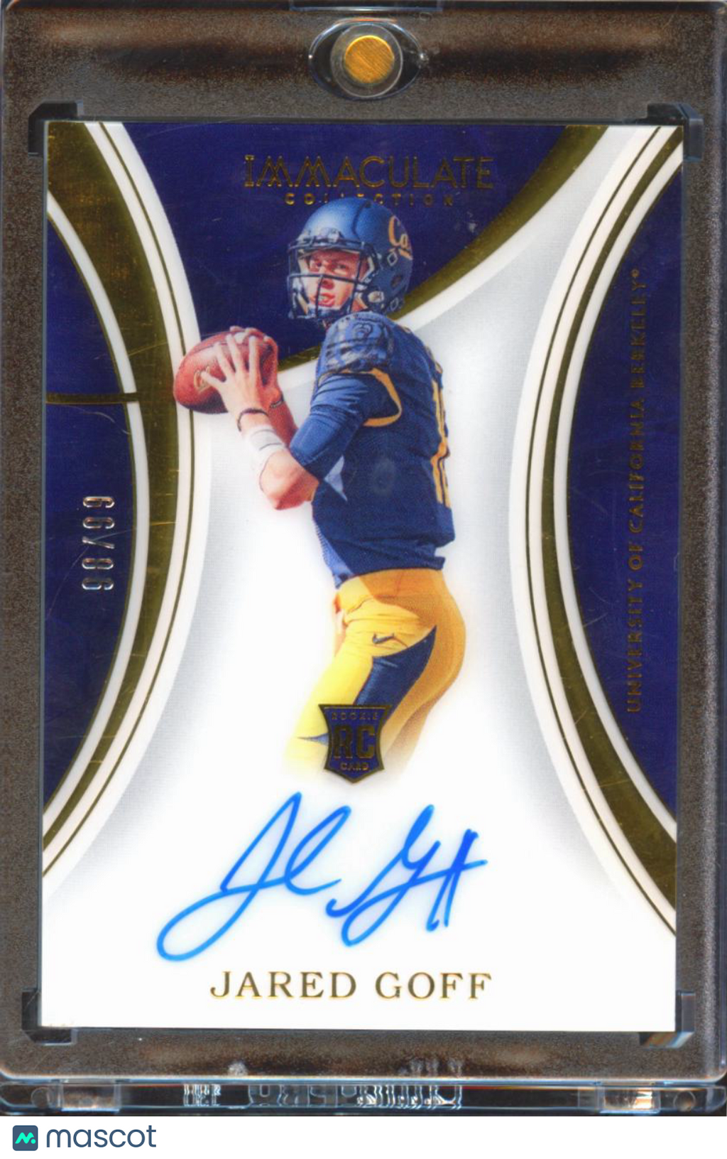 Jared Goff 2016 Immaculate Auto Autograph RC Rookie Cal Rams Lions 98/99
