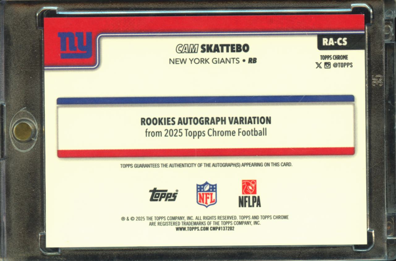 Cam Skattebo 2025 Topps Chrome Auto Autograph RC Rookie New York Giants