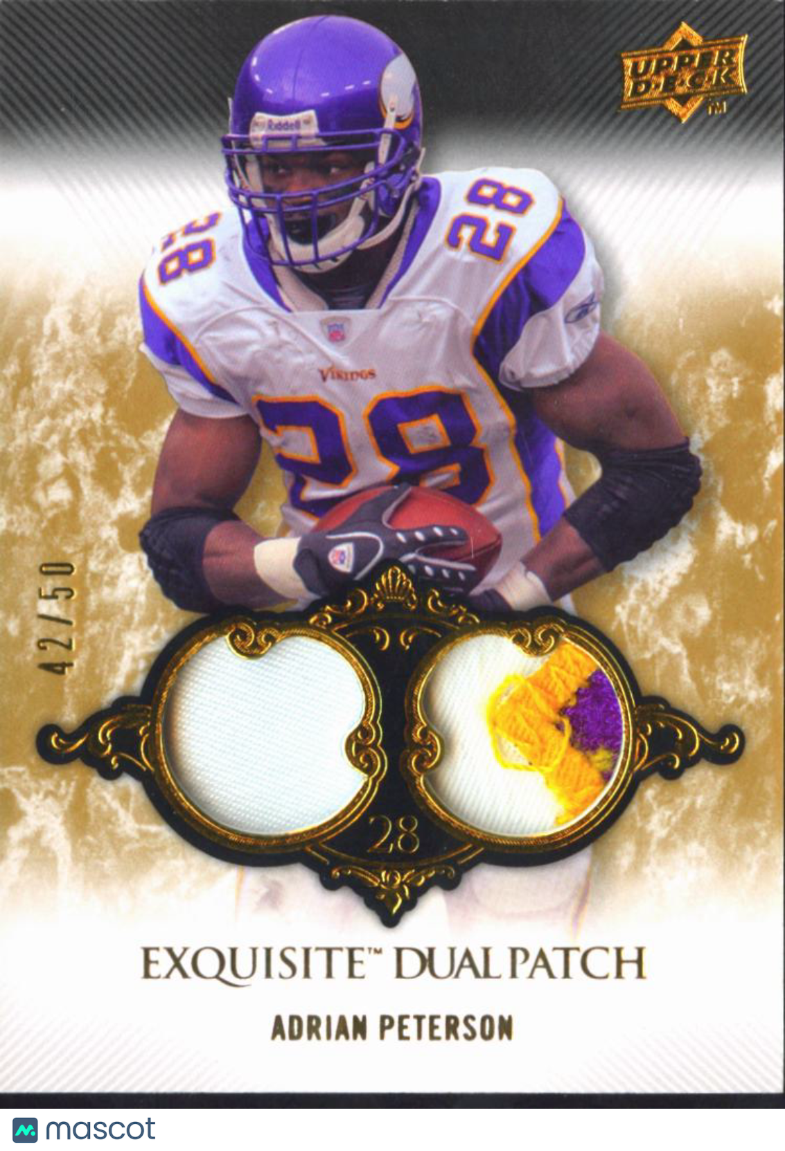Adrian Peterson 2008 Upper Deck Exquisite Game Worn Patch /50 Minnesota Vikings