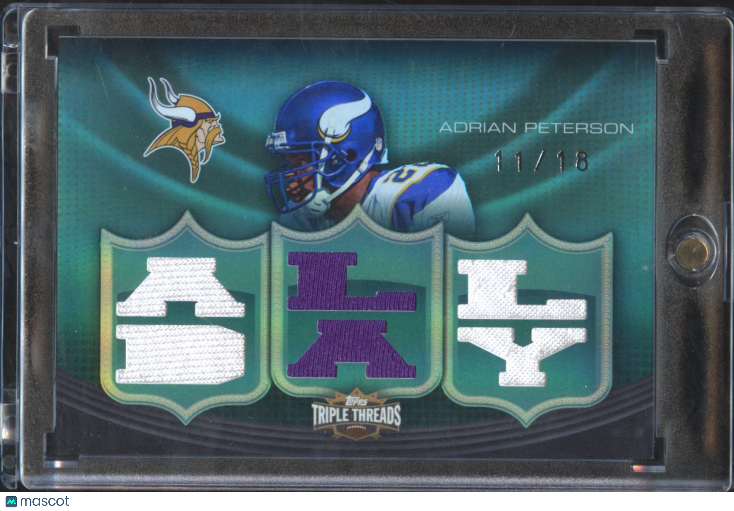 Adrian Peterson 2010 Topps Triple Threads All Day Game Worn Patch 11/18 Vikings