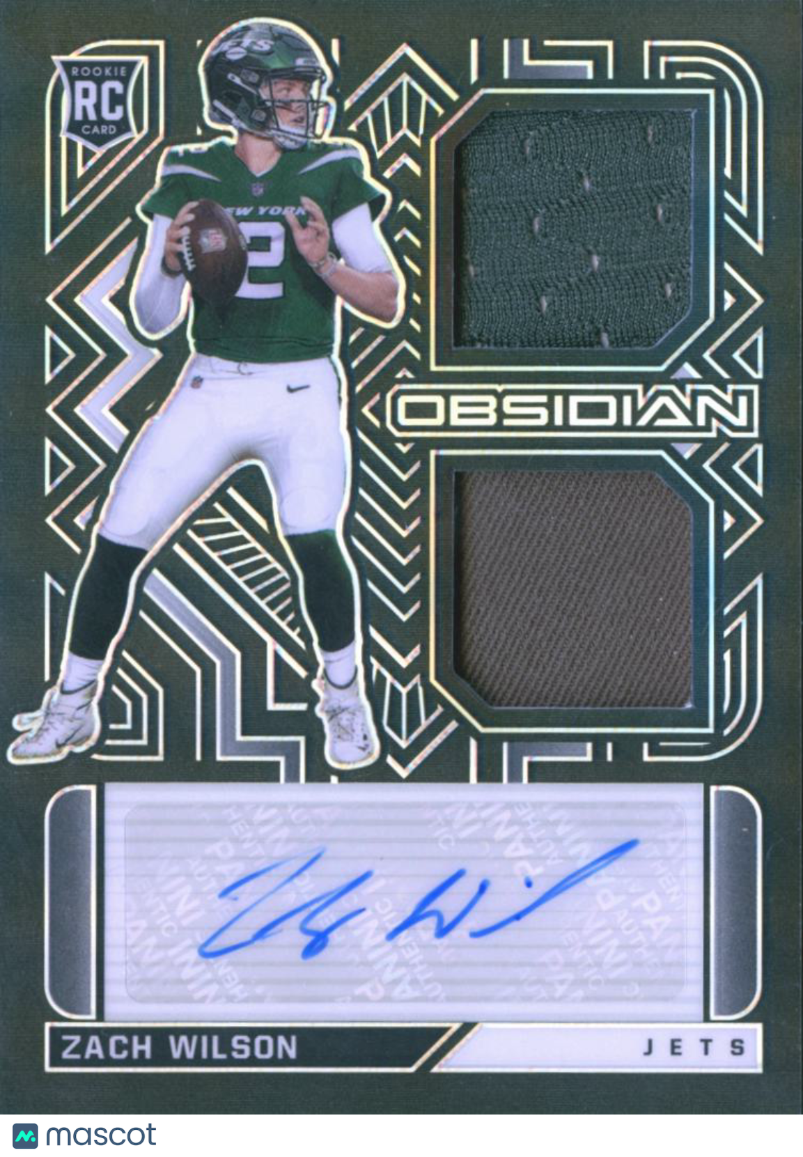 Zach Wilson 2021 Obsidian Auto Autograph Patch RC 42/100 New York Jets