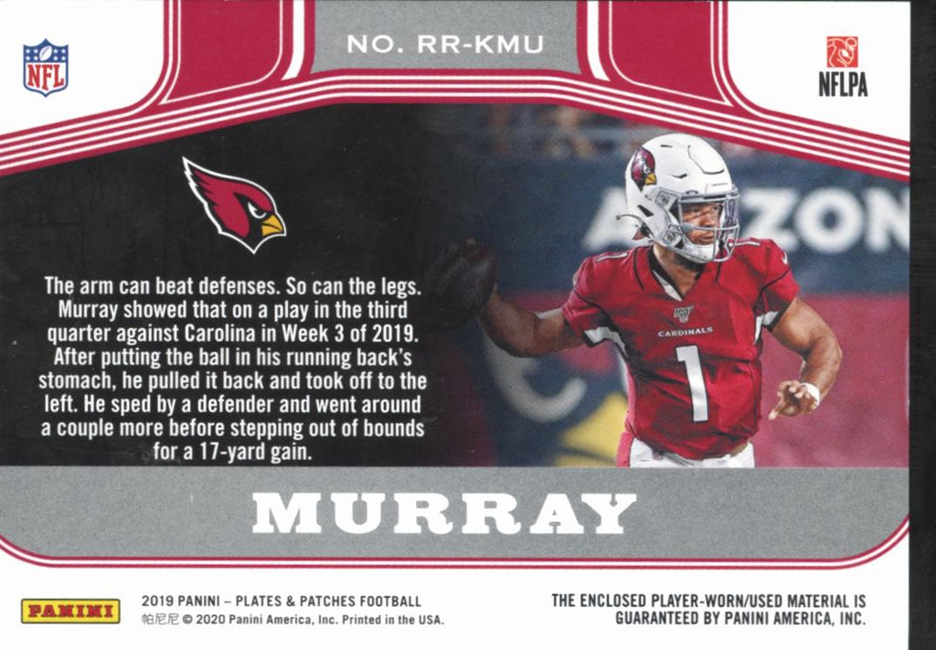 Kyler Murray 2020 Panini Plates & Patches RC Jersey Patch /99 Arizona Cardinals