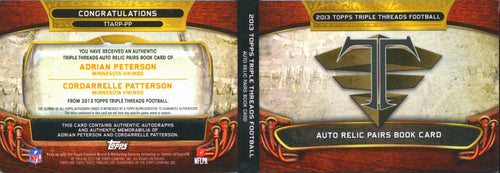 Adrian Peterson / Patterson Topps Triple Threads Booklet Autograph Vikings 14/18