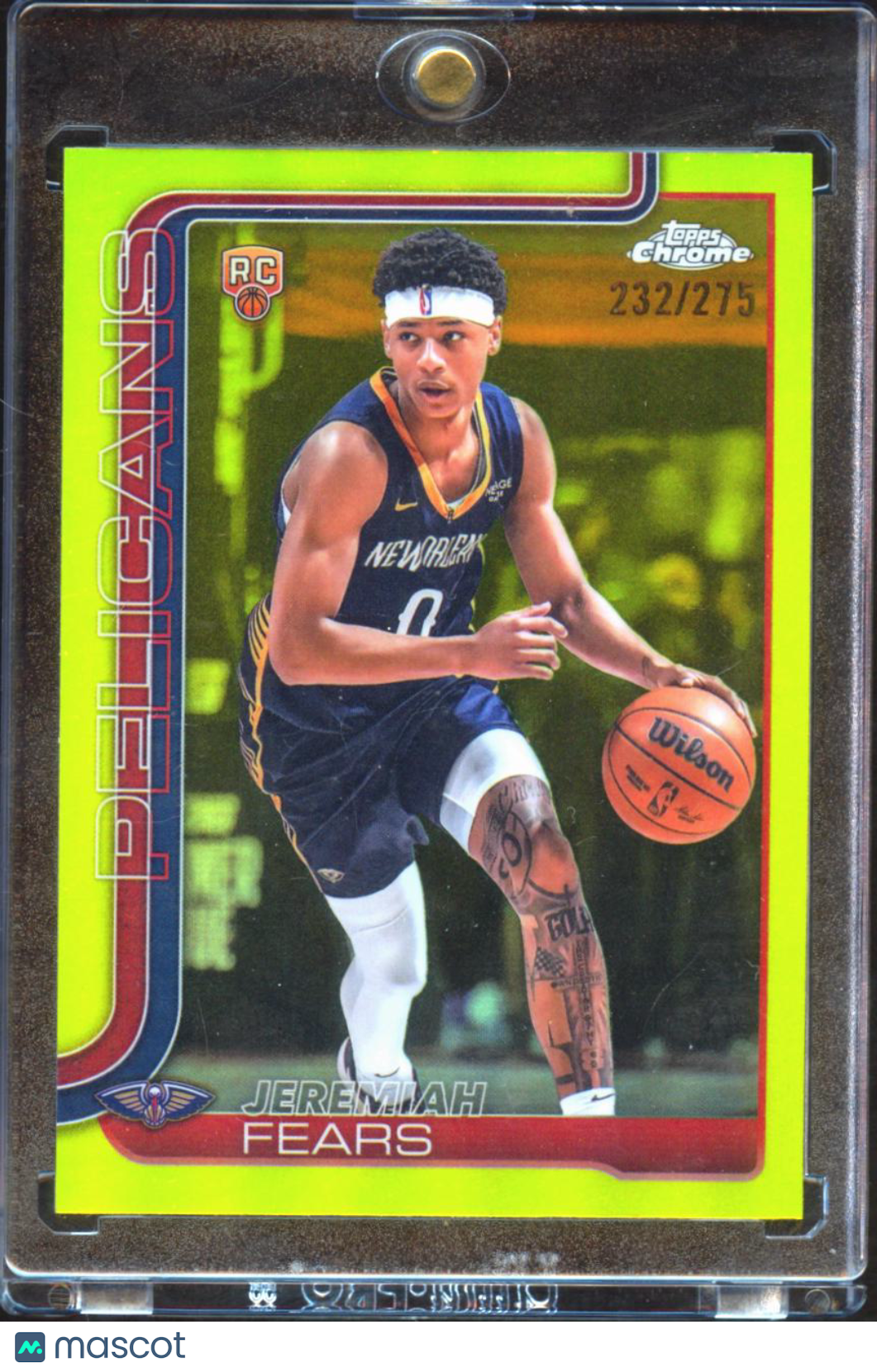 Jeremiah Fears 2025-26 Topps Chrome Yellow Refractor 232/275 Pelicans
