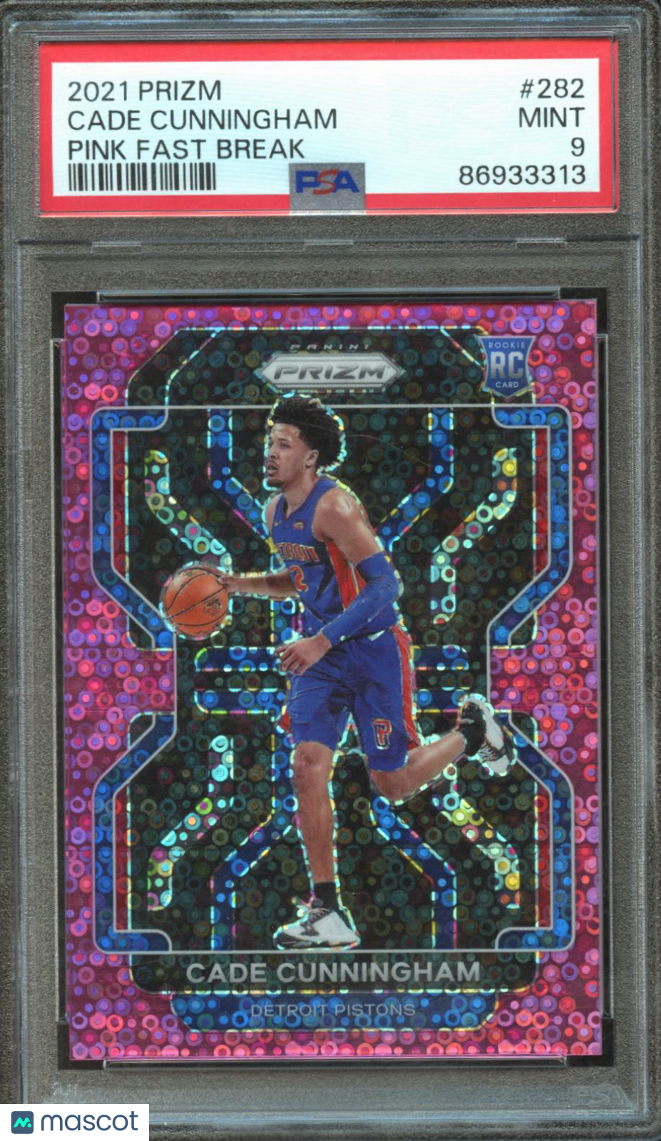 Cade Cunningham 2021-22 Prizm Pink FastBreak Prizm Rookie RC Pistons 12/50 PSA 9