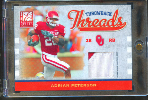 Adrian Peterson 2009 Donruss Throwback Game Worn Patch 4/50 Vikings Sooners