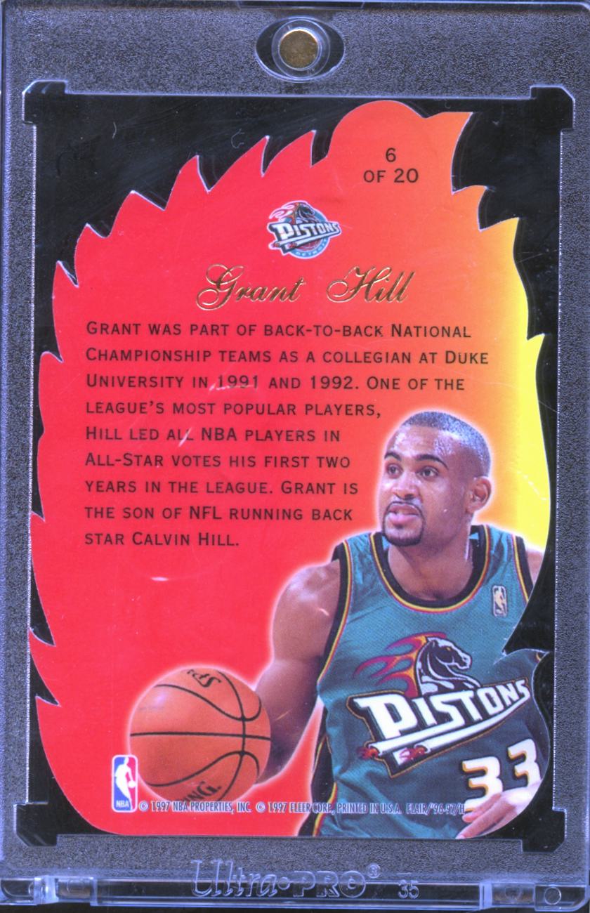 Grant Hill 1997 Flair Showcase Hot Shots Die-Cut SSP #6 Detroit Pistons