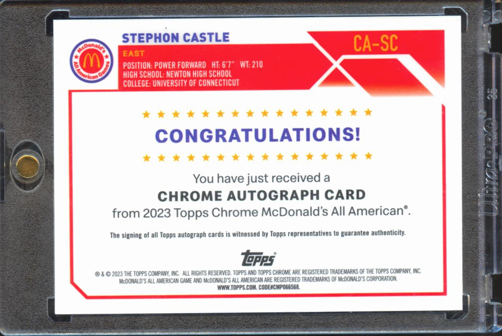 Stephon Castle 2023 Topps Chrome McDonald's Auto Autograph RC San Antonio Spurs