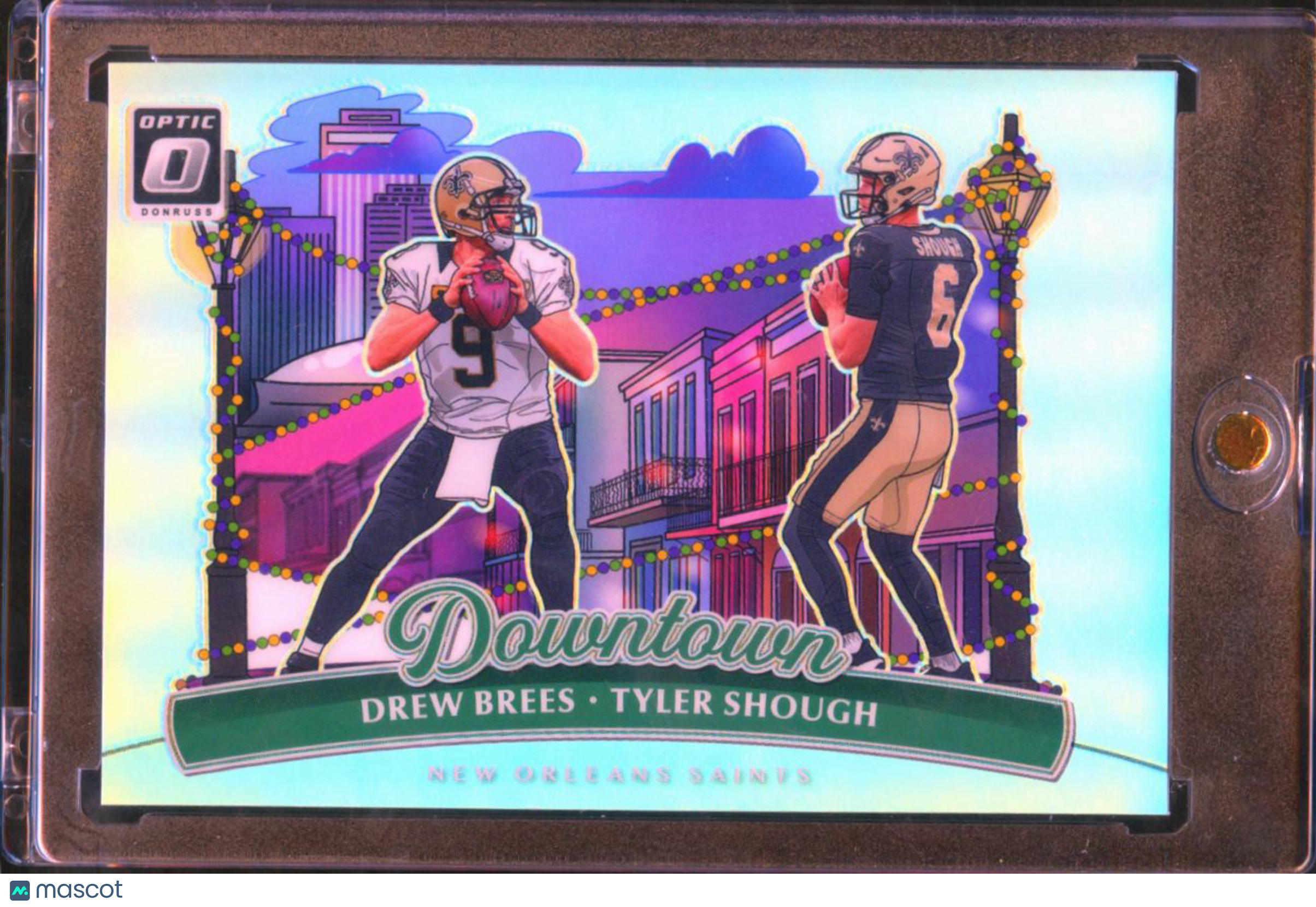 Tyler Shough / Drew Brees 2025 Optic DOWNTOWN SSP RC CASE HIT Saints
