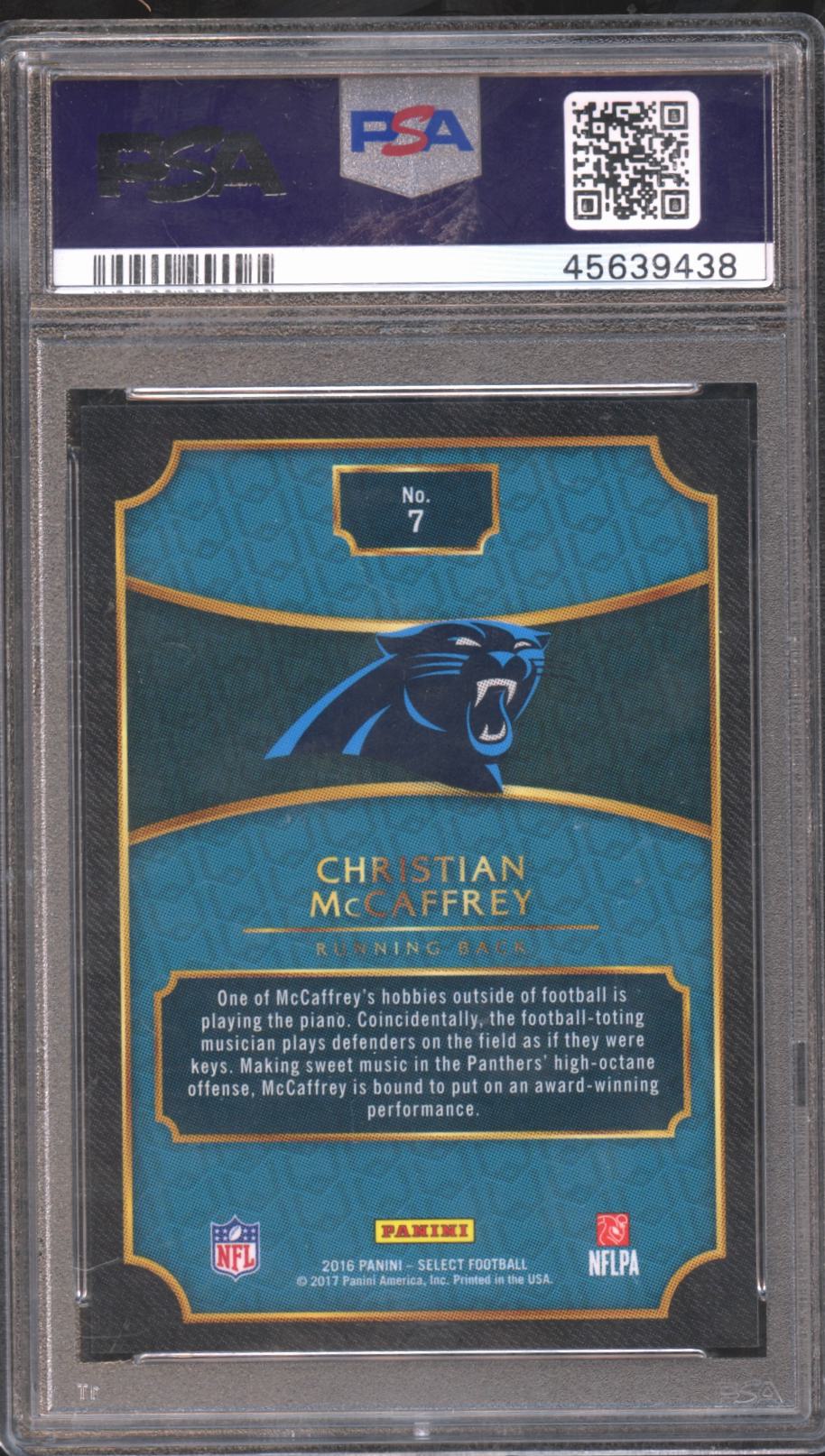 Christian Mccaffrey 2016 Select XRC Silver Prizm SSP RC Rookie Panthers PSA 10