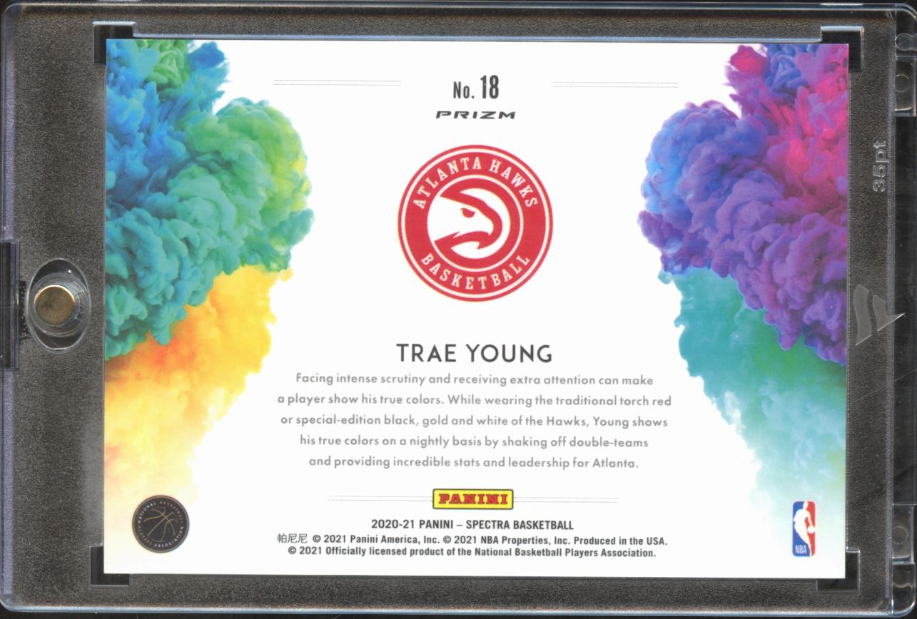 Trae Young 2020-21 Spectra Color Blast SSP CASE HIT #18 Atlanta Hawks