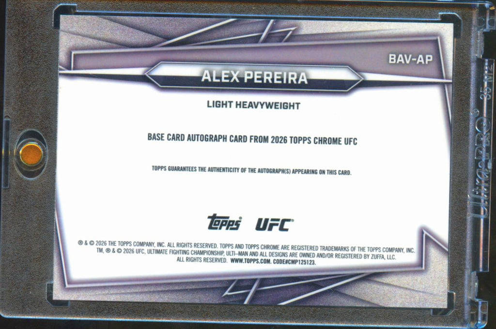 Alex Pereira 2026 Topps Chrome UFC On Card Auto Autograph Poatan