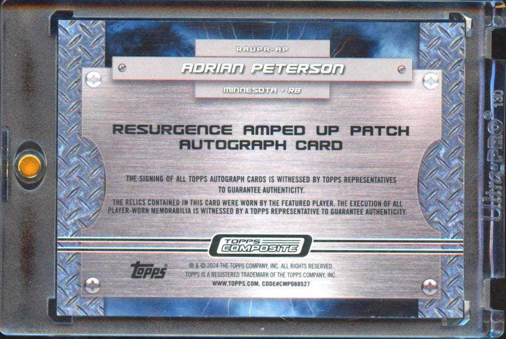 Adrian Peterson 2024 Resurgence Auto Autograph Patch 5/15 Minnesota Vikings
