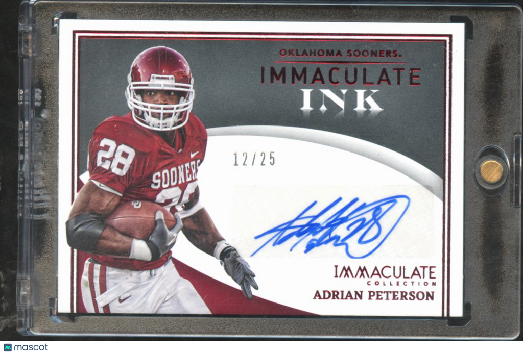 Adrian Peterson 2022 Immaculate Auto Autograph RED 12/25 Oklahoma Sooners