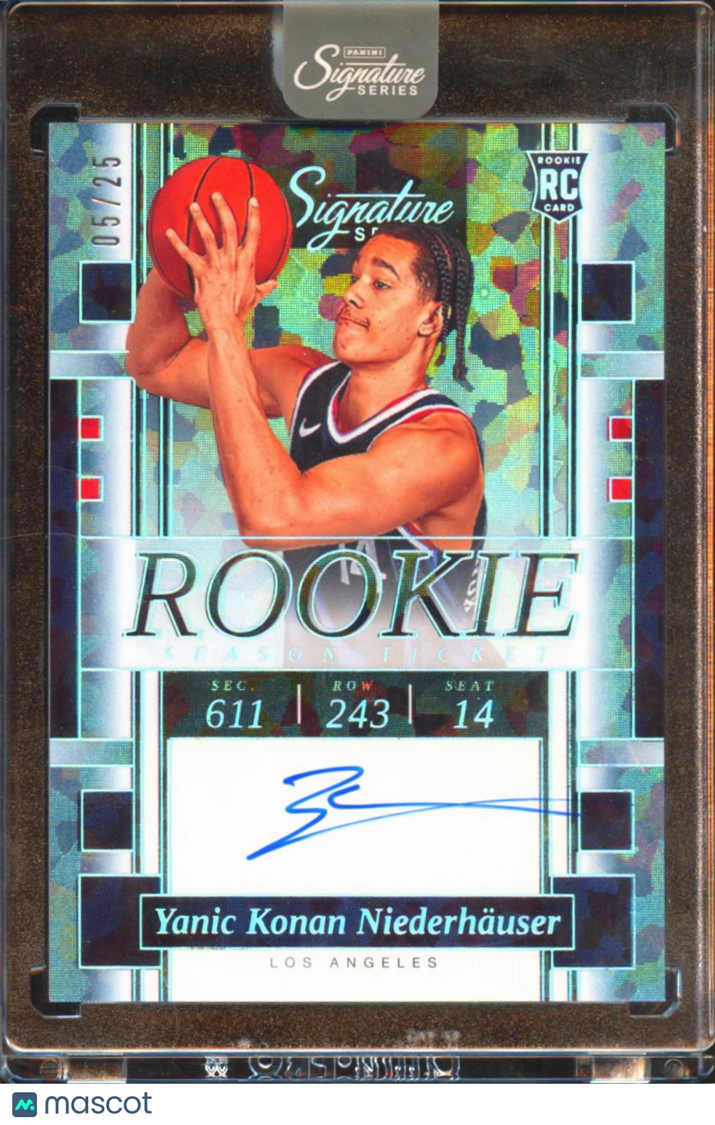 Yanic Konan Niederhauser 2025 Signature Series Auto Autograph RC 5/25 Clippers