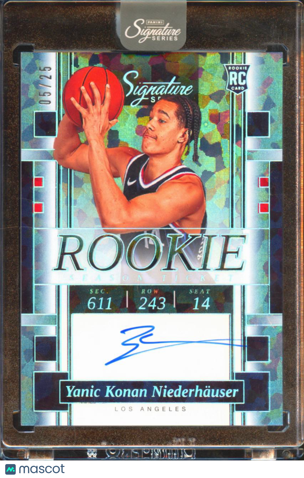 Yanic Konan Niederhauser 2025 Signature Series Auto Autograph RC 5/25 Clippers