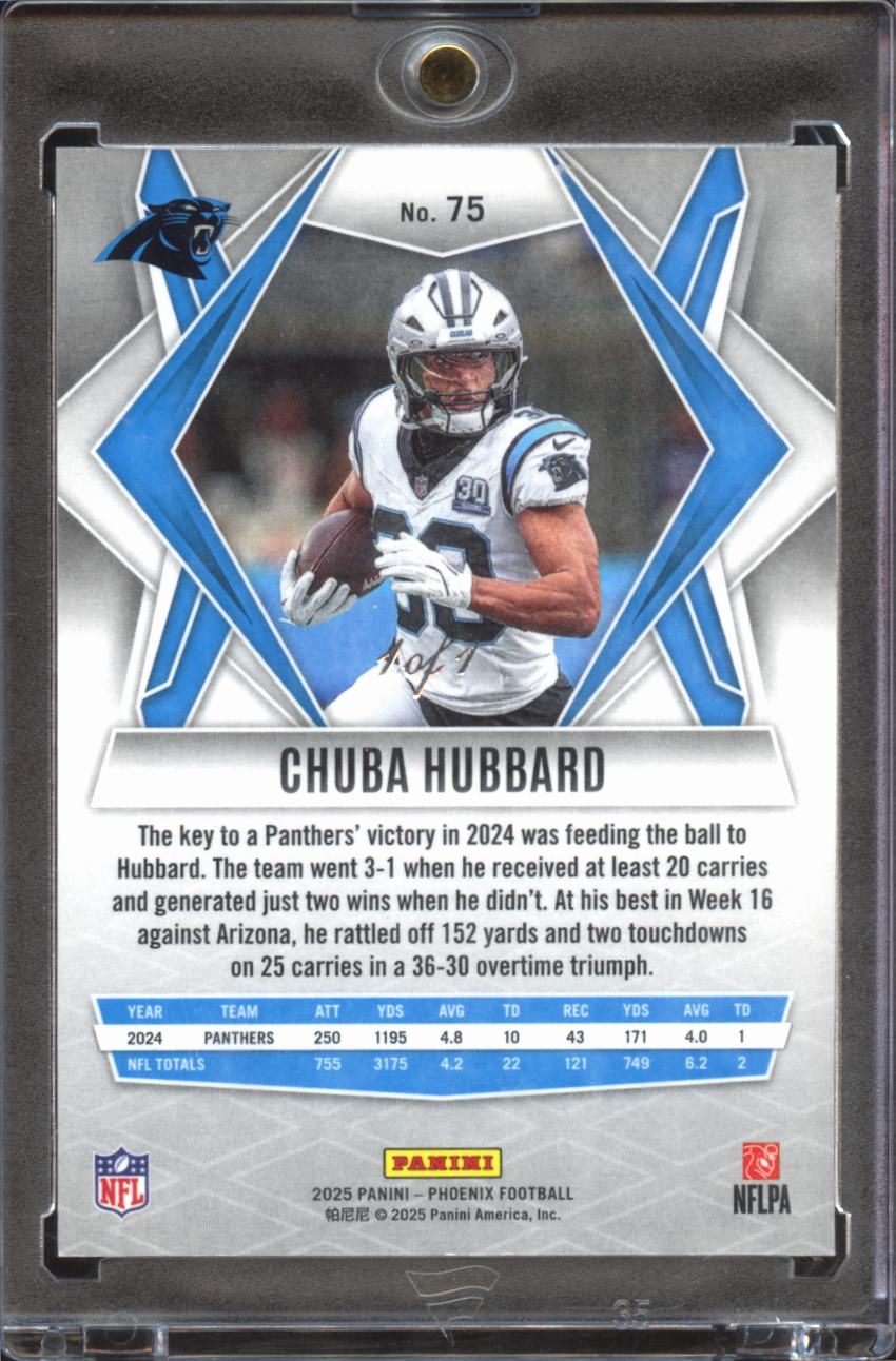 Chuba Hubbard 2025 Phoenix Black Prizm 1/1 One Of One OSU Carolina Panthers