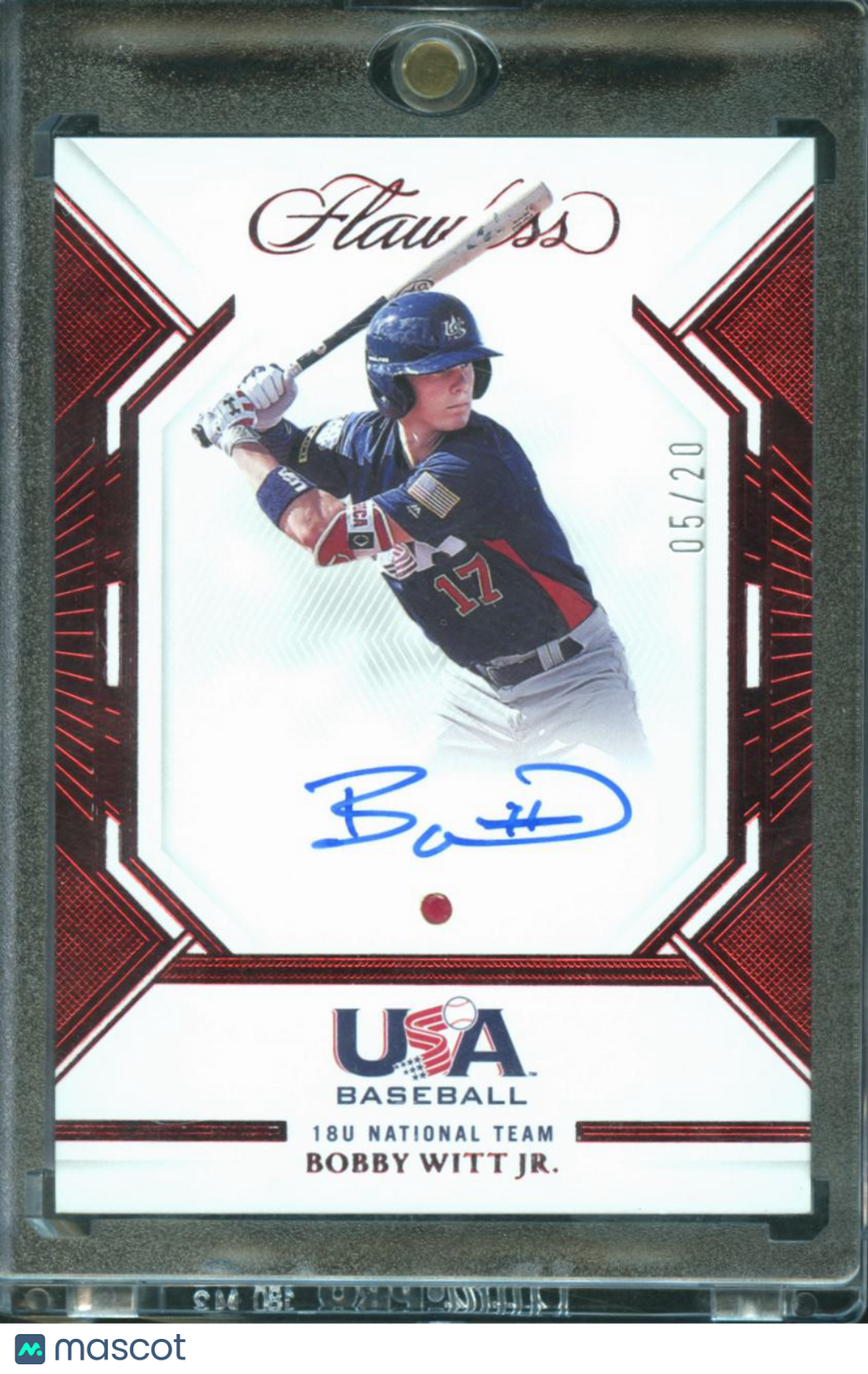 Bobby Witt Jr. 2023 Flawless Ruby Gem Auto Autograph Kansas City Royals 5/20
