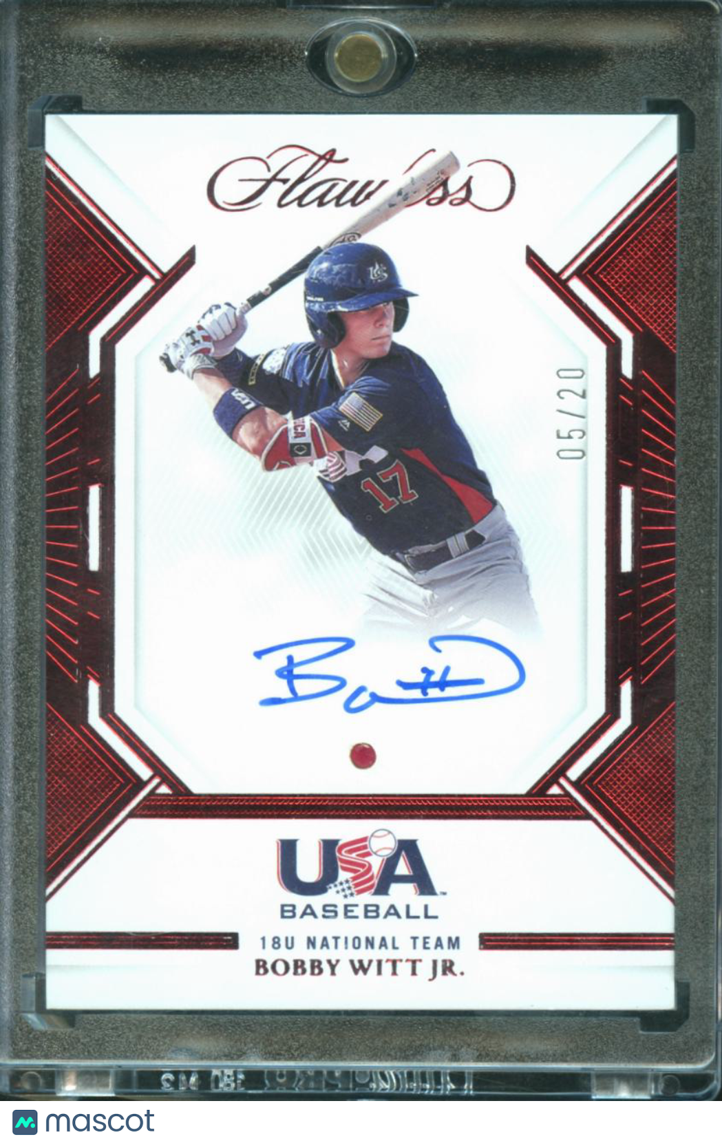 Bobby Witt Jr. 2023 Flawless Ruby Gem Auto Autograph Kansas City Royals 5/20