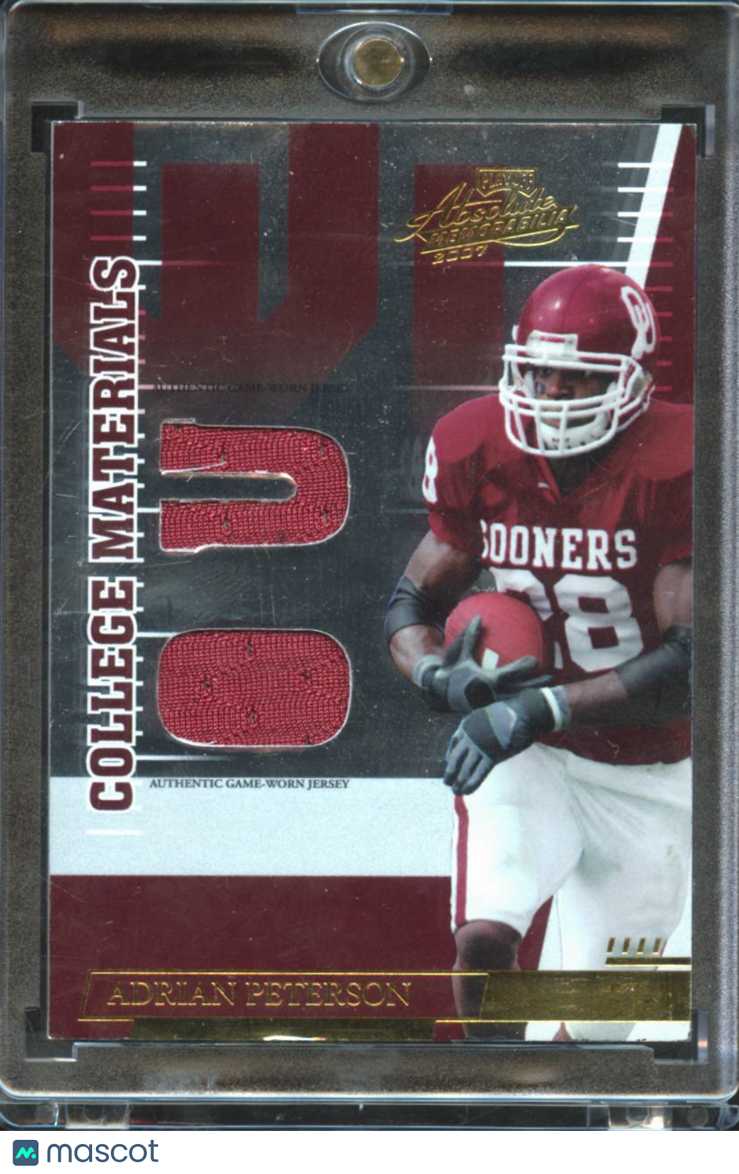 Adrian Peterson 2007 Absolute Game Worn Jersey Patch 10/100 Oklahoma Sooners