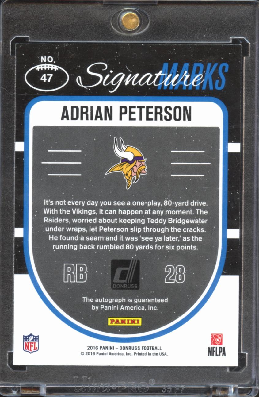 Adrian Peterson 2016 Donruss Signature Marks Auto Autograph 1/5 Vikings