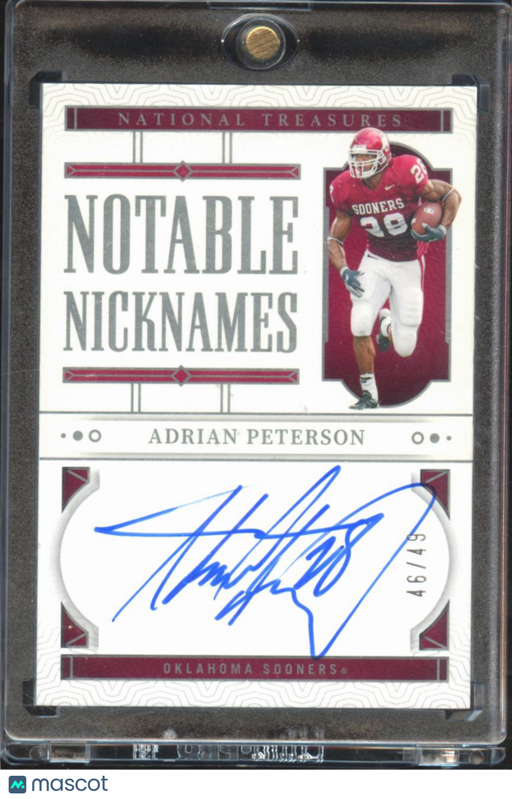 Adrian Peterson 2024 National Treasures Auto Autograph 46/49 Oklahoma Sooners