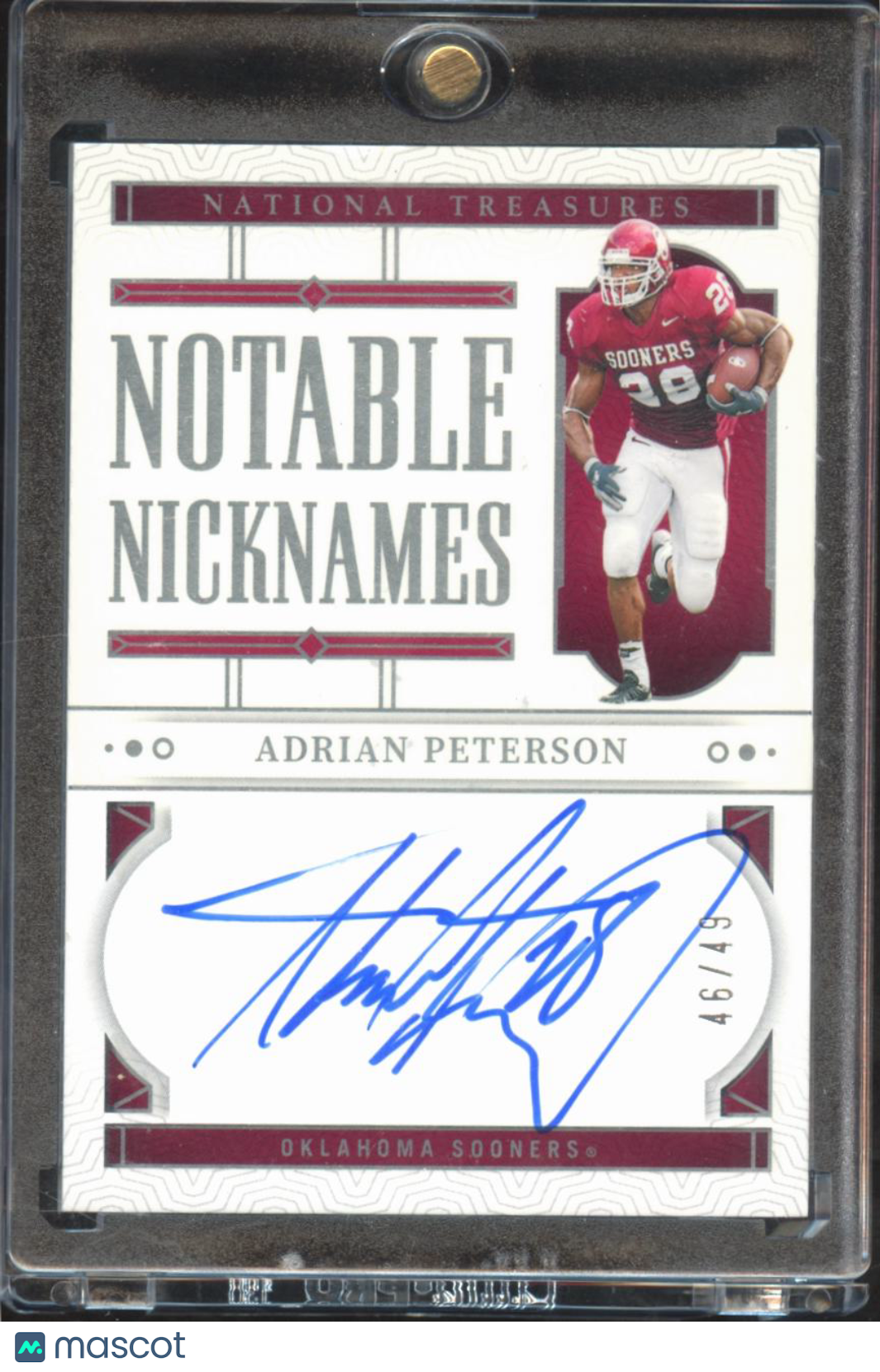 Adrian Peterson 2024 National Treasures Auto Autograph 46/49 Oklahoma Sooners