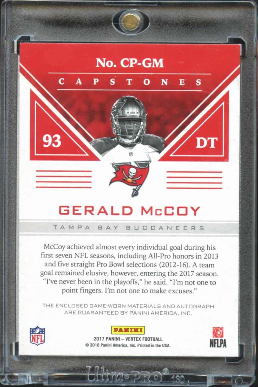 Gerald McCoy 2017 Vertex Capstones Auto Autograph Patch /25 Tampa Bay Buccaneers