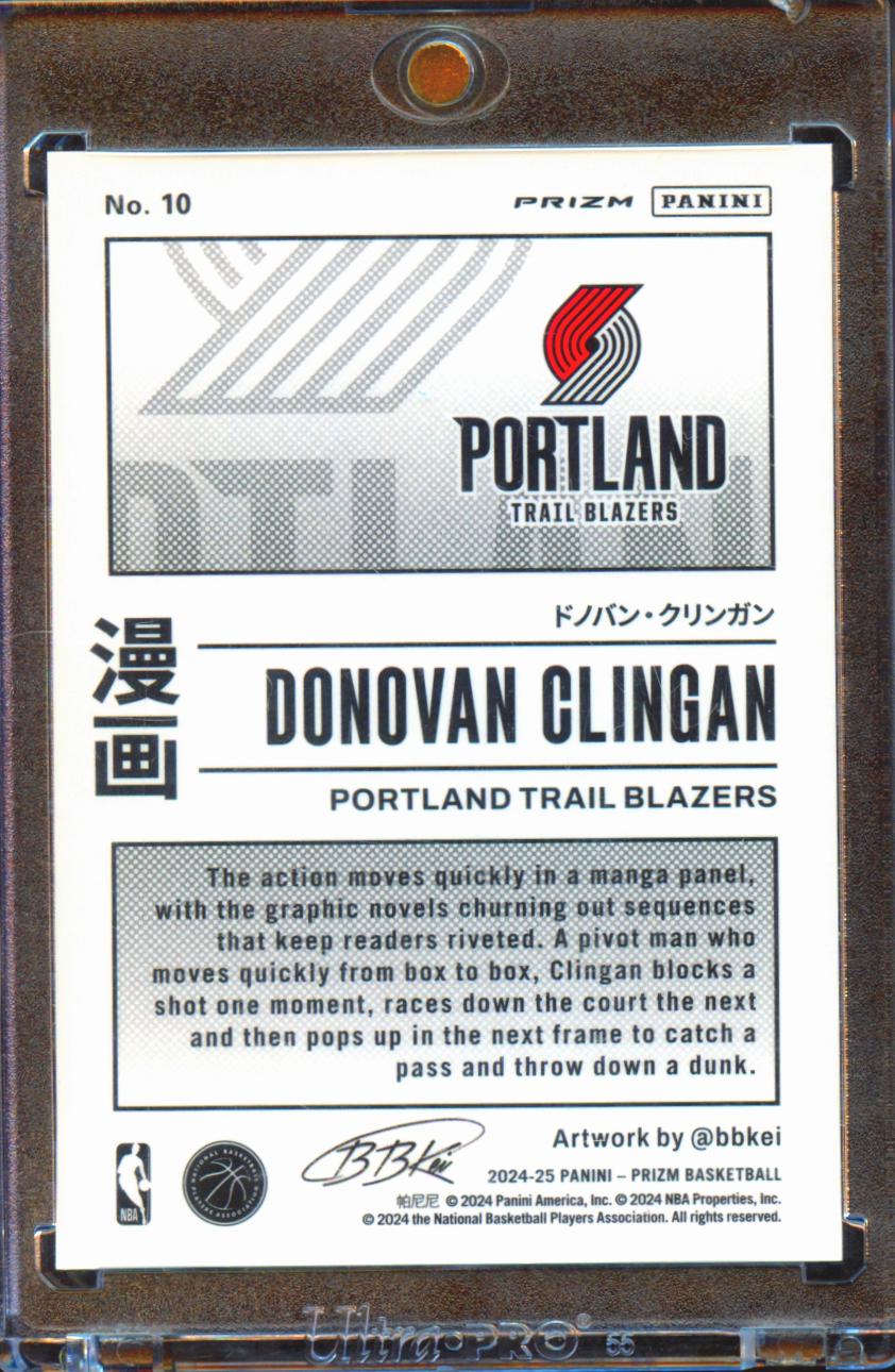 Donovan Clingan 2024-25 Prizm MANGA CASE HIT SSP RC Portland Trail Blazers