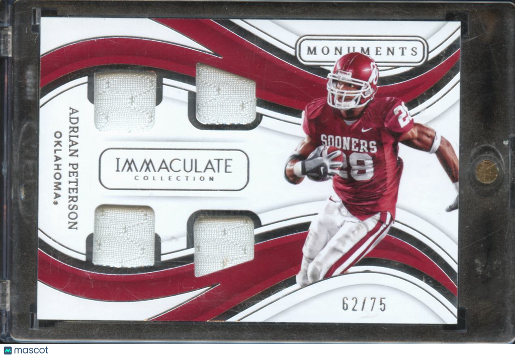 Adrian Peterson 2023 Immaculate Game Worn Jersey Patch 62/75 Oklahoma Sooners
