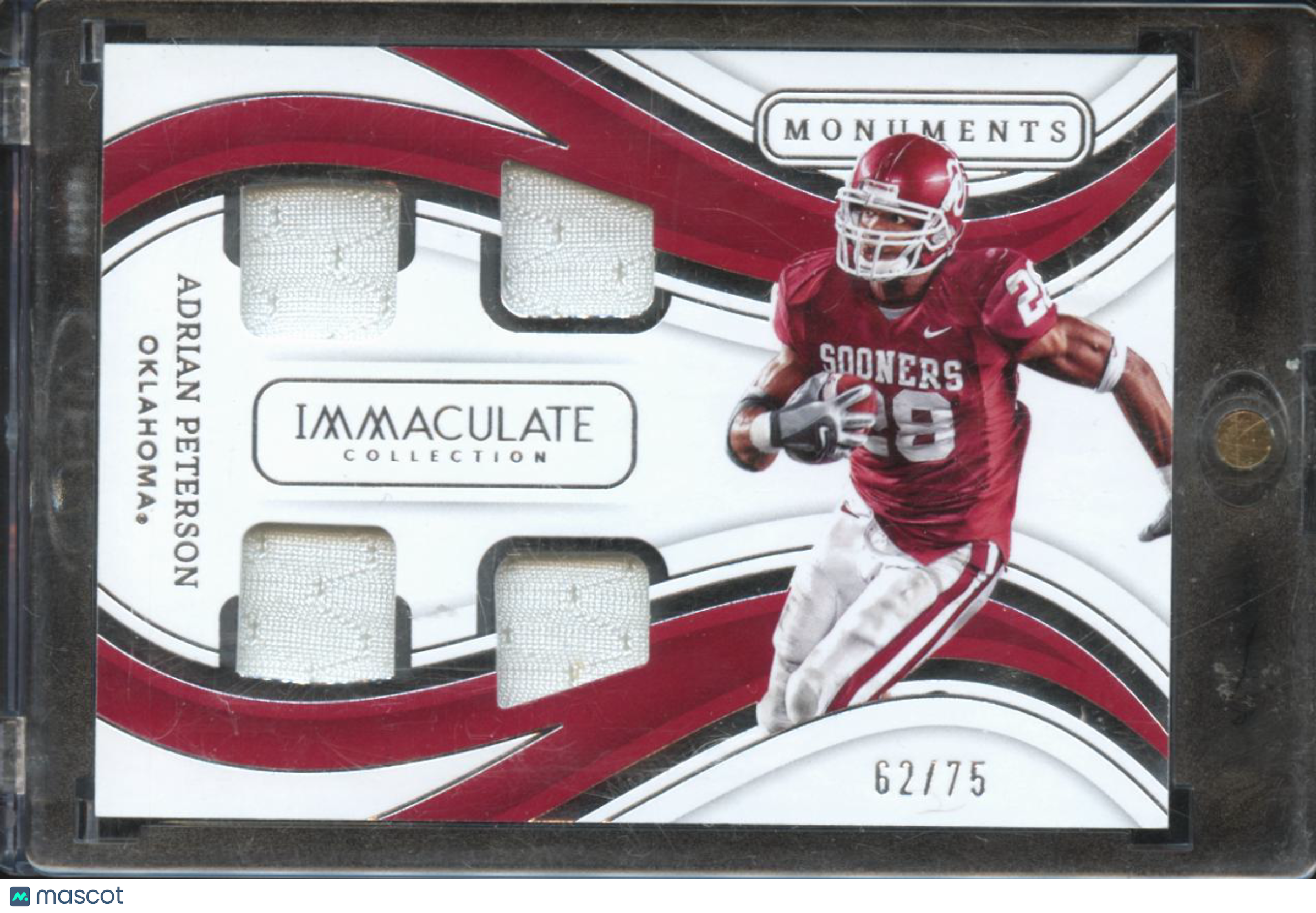 Adrian Peterson 2023 Immaculate Game Worn Jersey Patch 62/75 Oklahoma Sooners