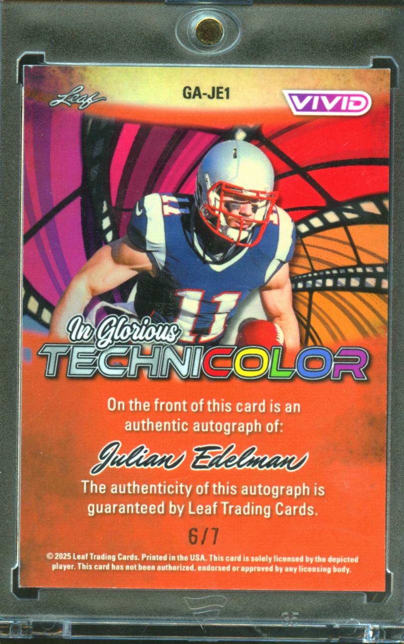Julian Edelman 2025 Leaf Vivid Auto Autograph 6/7 New England Patriots