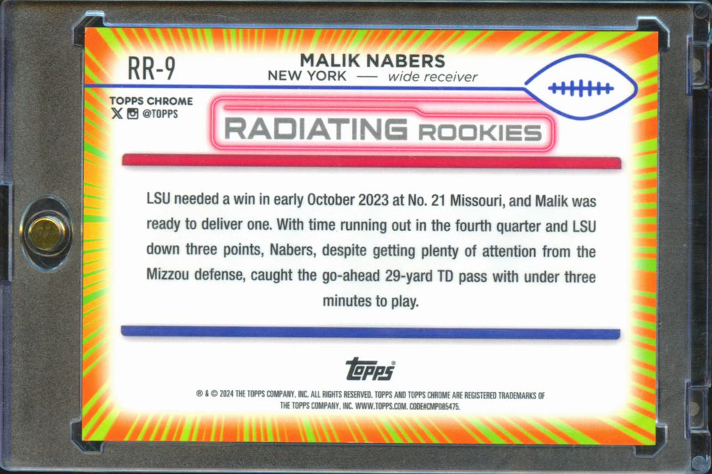 Malik Nabers 2024 Topps Chrome Radiating Rookies SSP RC New York Giants