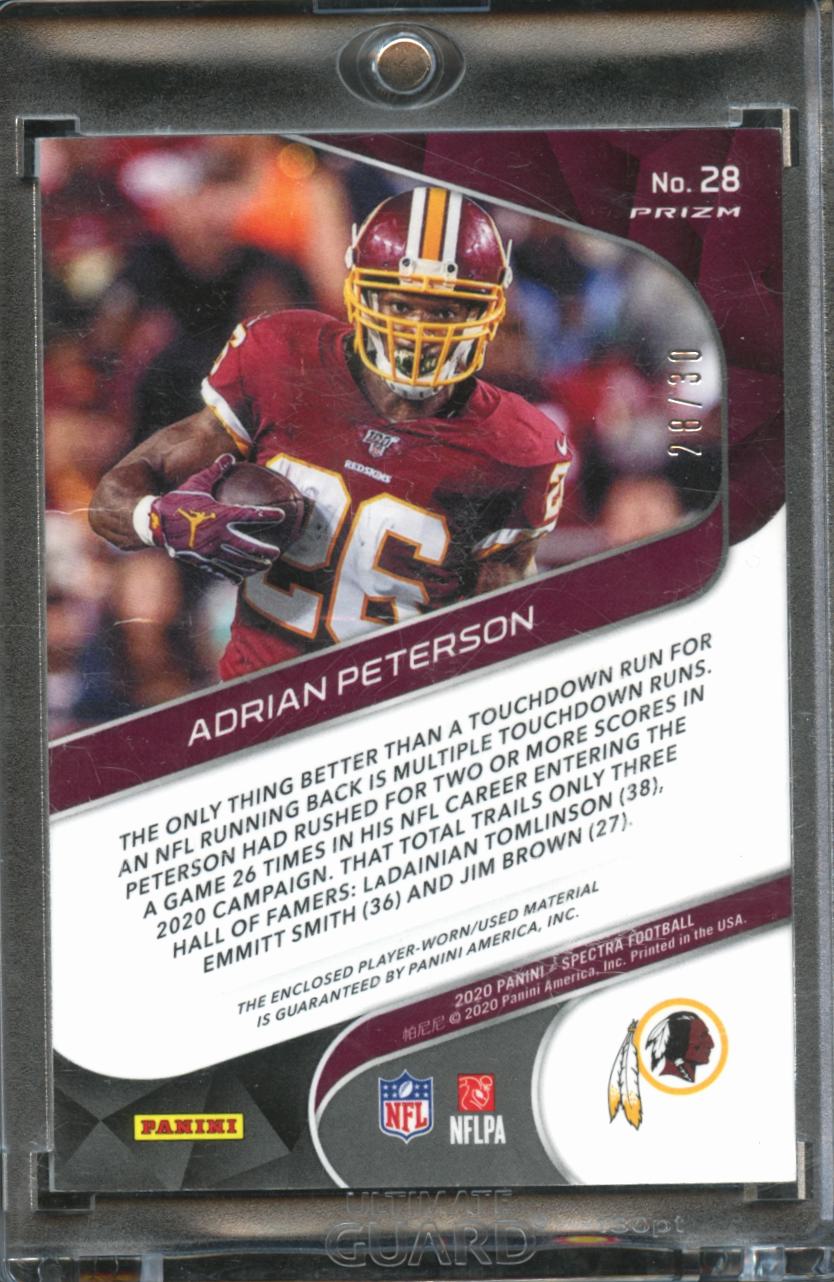 Adrian Peterson 2020 Spectra 2 Color Jersey Patch 28/30 Washington Redskins