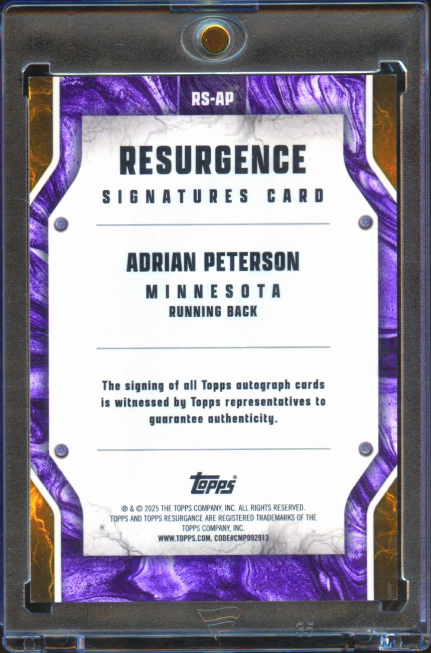 Adrian Peterson 2025 Topps Resurgence Auto Autograph 2/10 Minnesota Vikings